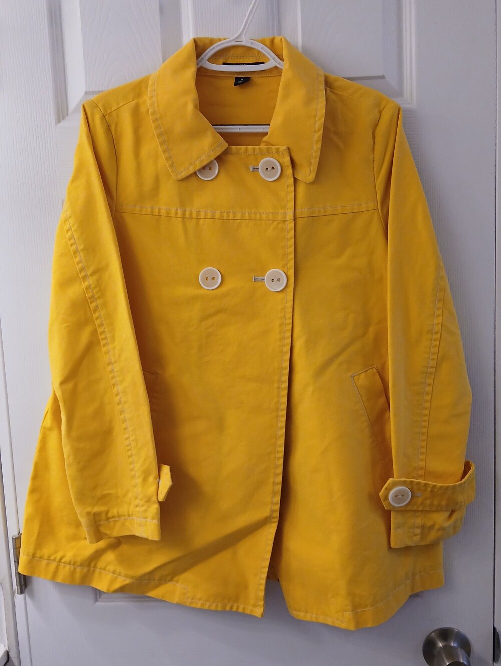 GAP Bright Mustard Yellow Cotton Jacket – Size M – Double‑Breasted Top Buttons